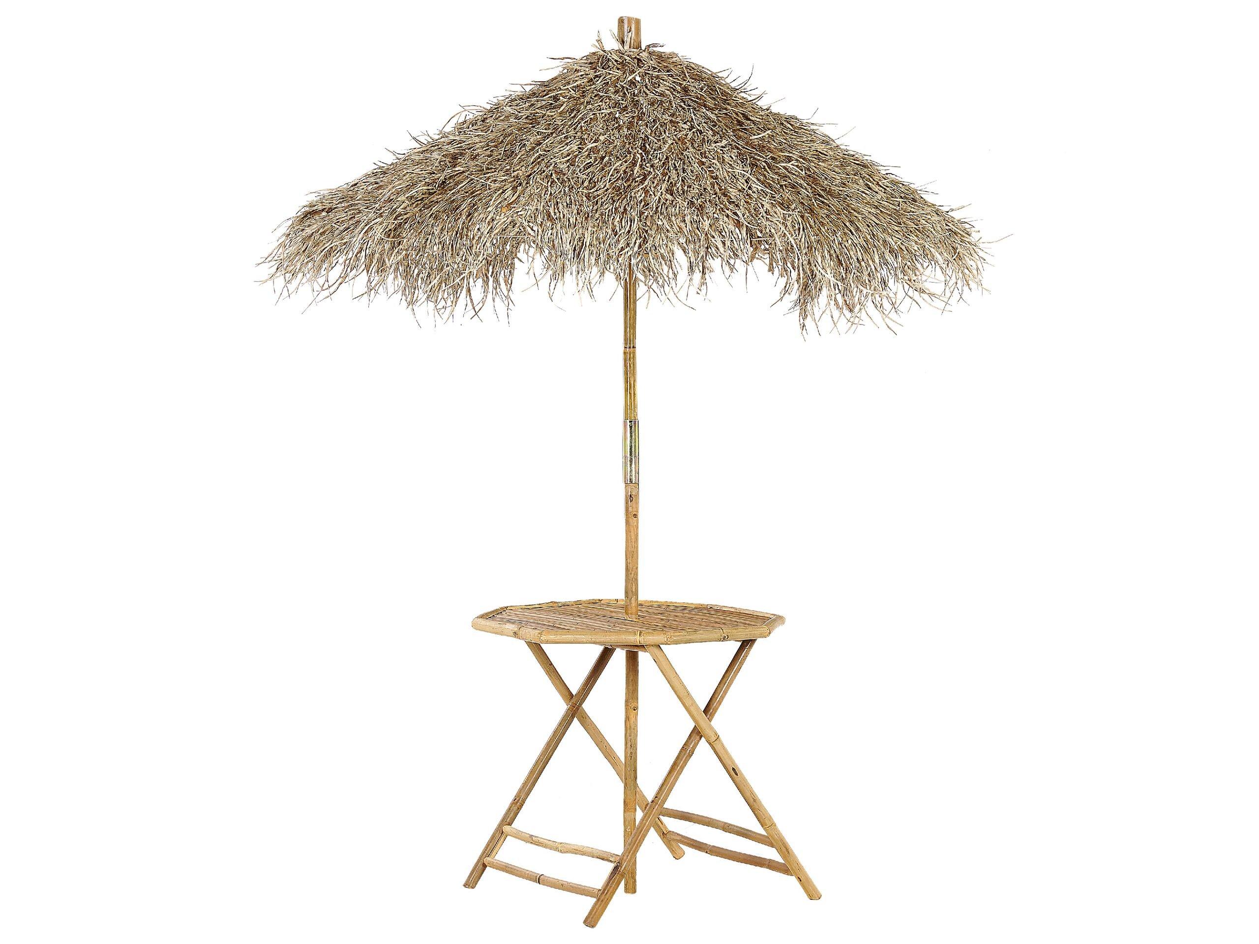 Beliani Table avec parasol en Bambou Boho MOLISE  