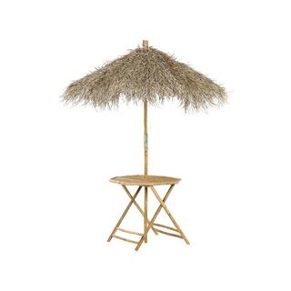 Beliani Table avec parasol en Bambou Boho MOLISE  