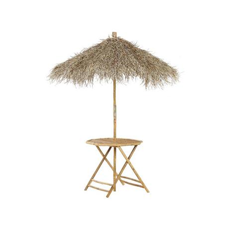 Beliani Table avec parasol en Bambou Boho MOLISE  