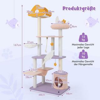 Northio  Tiragraffi per gatti con grotta per gatti simpatico tiragraffi per gatti 68 x 48 x 167 cm 