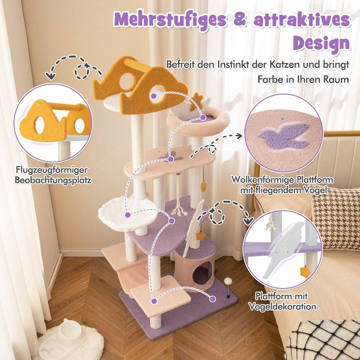 Northio  Tiragraffi per gatti con grotta per gatti simpatico tiragraffi per gatti 68 x 48 x 167 cm 