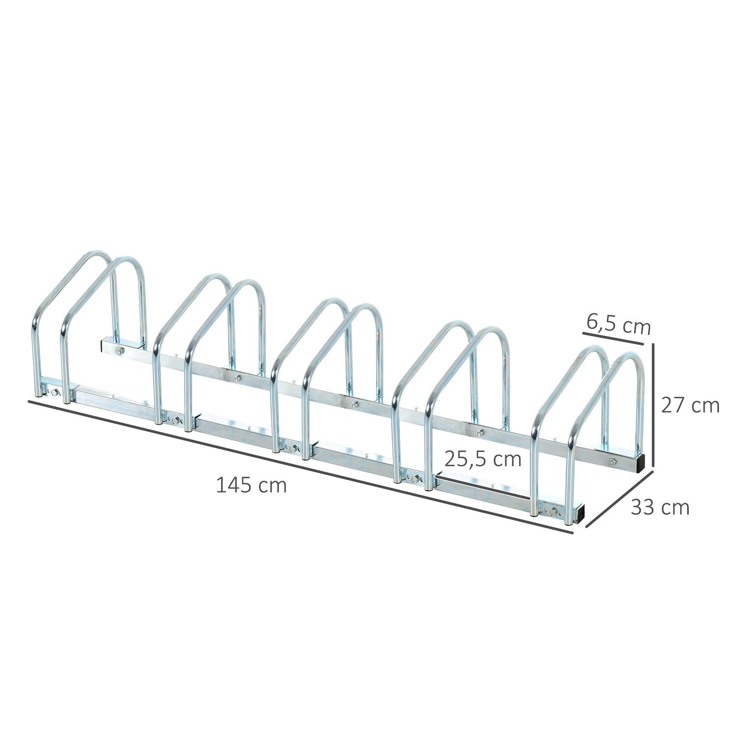 Northio  Portabiciclette, Portabiciclette, Resistente Alle Intemperie, Durevole, Montaggio A Pavimento E A Parete, Acciaio, Fino A 5 Biciclette, Argento, 145 X 33 X 27 Cm 