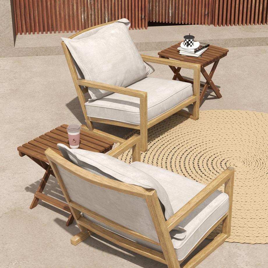 Northio Beistelltisch Outdoor 2Er-Set Klapptisch Holz Garten Balkon Teak 45X45X45Cm  