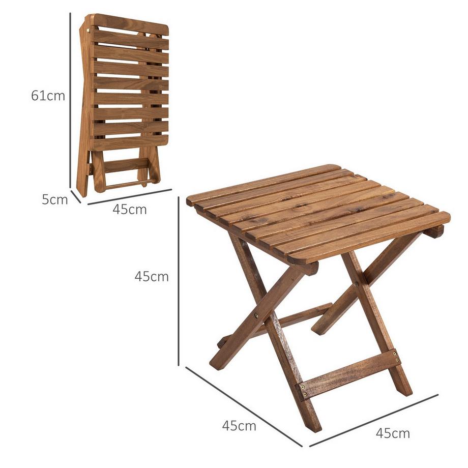 Northio Beistelltisch Outdoor 2Er-Set Klapptisch Holz Garten Balkon Teak 45X45X45Cm  