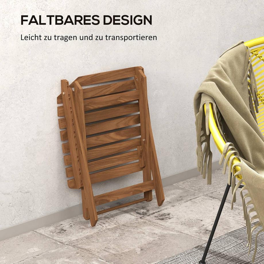 Northio Beistelltisch Outdoor 2Er-Set Klapptisch Holz Garten Balkon Teak 45X45X45Cm  