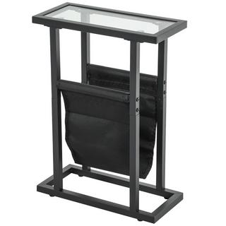 Northio Table d'appoint Table Basse avec Sac en Tissu Table Basse à Cadre en métal avec Plateau en Verre Table de Chevet pour Salon Chambre Noir 40 x 18 x 55,5 cm  