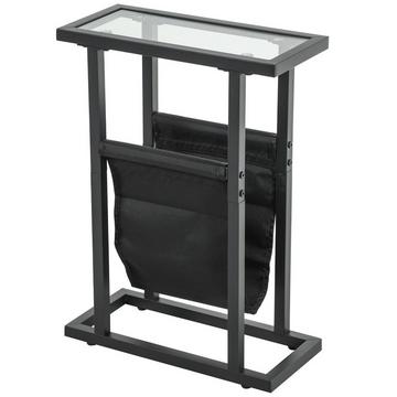 Table d'appoint Table Basse avec Sac en Tissu Table Basse à Cadre en métal avec Plateau en Verre Table de Chevet pour Salon Chambre Noir 40 x 18 x 55,5 cm