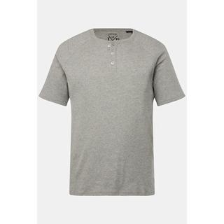 JP1880  Haut de pyjama Henley en jersey chiné. T-shirt à manches courtes. Col rond avec patte de boutonnage. Jusqu'au 8XL. 