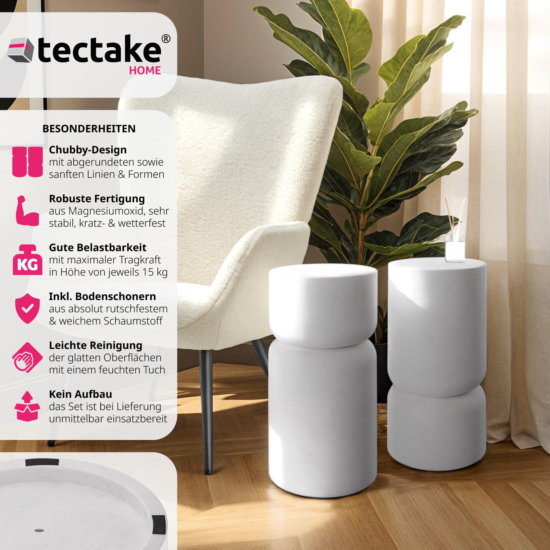 Tectake 2er Set Beistelltisch  Amine Chubby-Design robustes Magnesiumoxid  