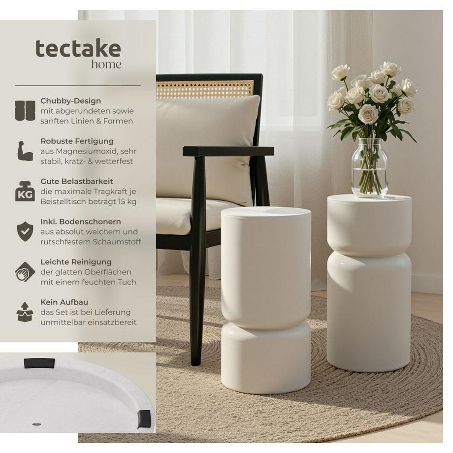 Tectake Lot de 2 tables d'appoint AMINE avec design arrondi  