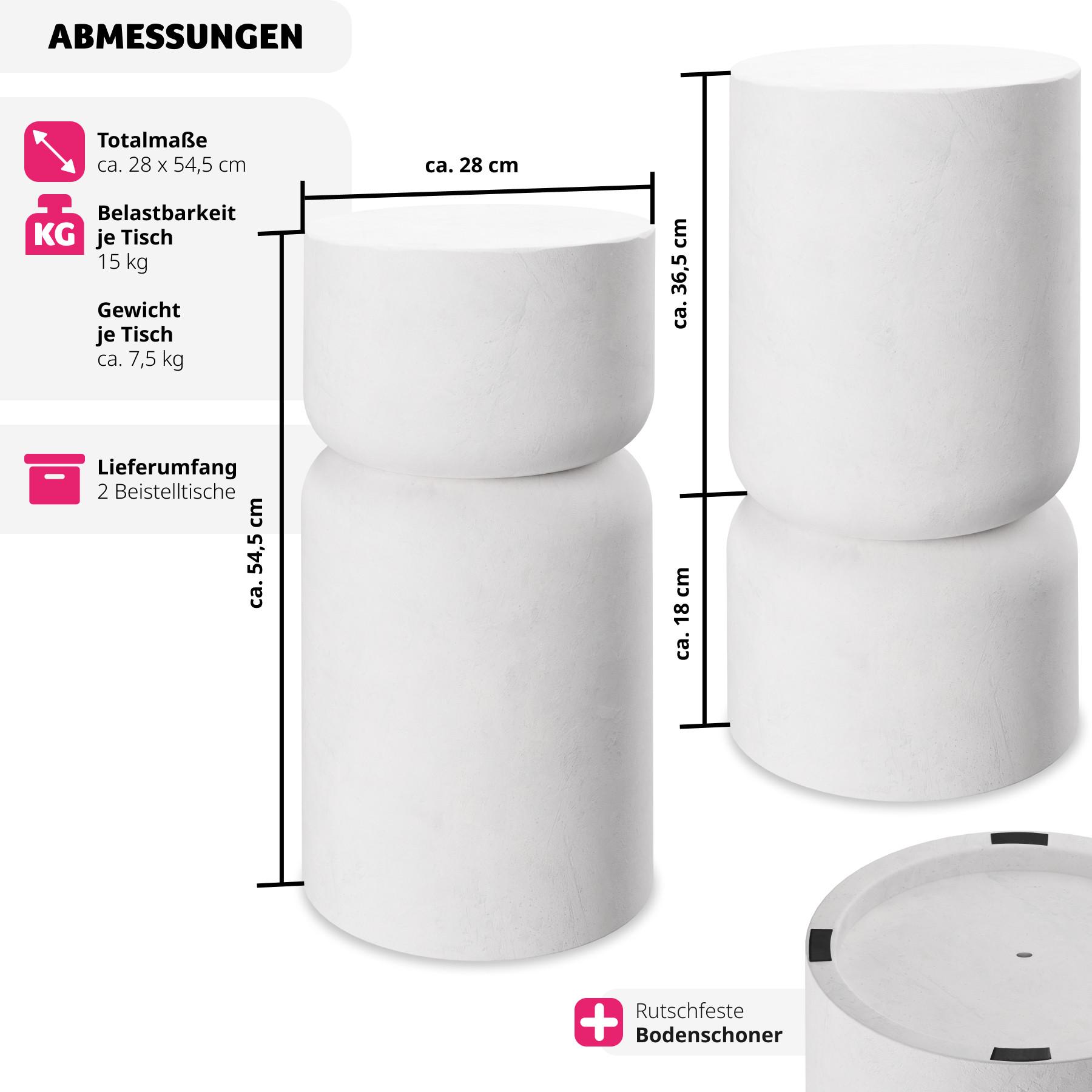 Tectake 2er Set Beistelltisch  Amine Chubby-Design robustes Magnesiumoxid  