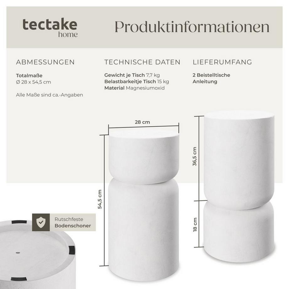 Tectake Set di 2 tavolini Amine design rotondo  