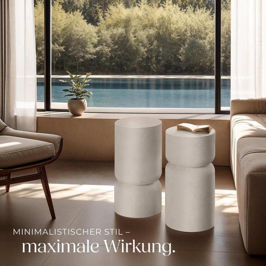 Tectake Set di 2 tavolini Amine design rotondo  