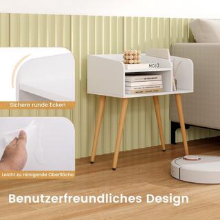 B2X Comodino tavolino con vano a giorno tavolino da divano con gambe di sostegno in metallo 50 x 32 x 58 cm bianco 1 pezzo  