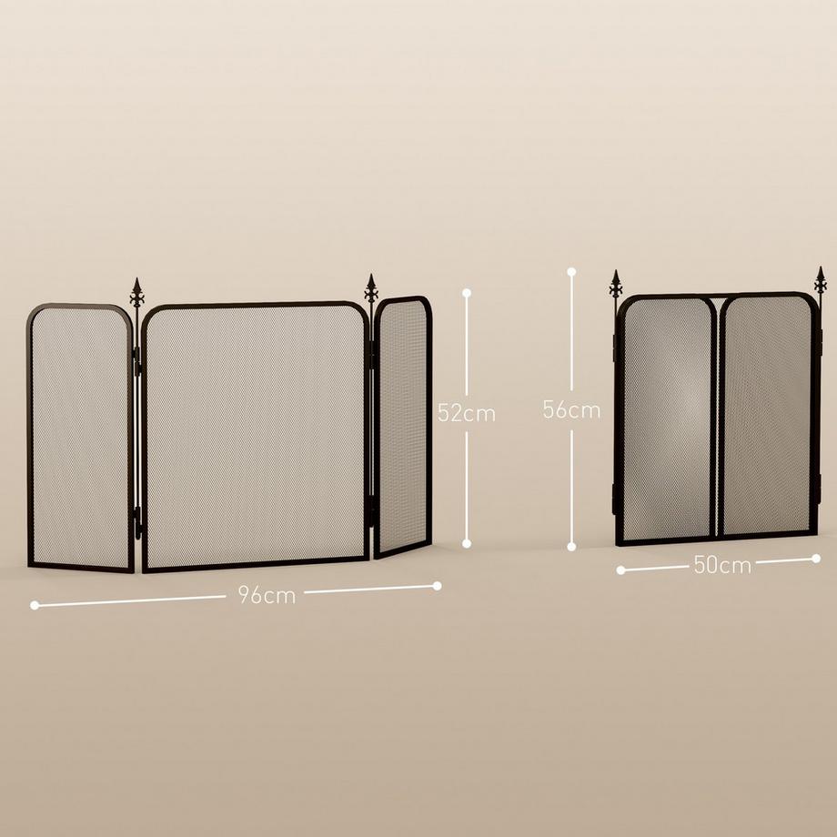Northio Kaminschutzgitter, Faltbares Kamingitter mit 3 Paneelen, Funkenschutzgitter für Wohnzimmer, Schlafzimmer, Metall, 96 x 56 cm, Schwarz  