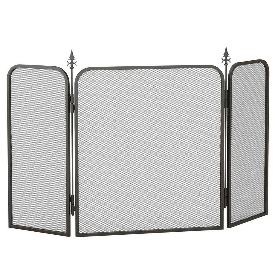 Kaminschutzgitter, Faltbares Kamingitter mit 3 Paneelen, Funkenschutzgitter für Wohnzimmer, Schlafzimmer, Metall, 96 x 56 cm, Schwarz