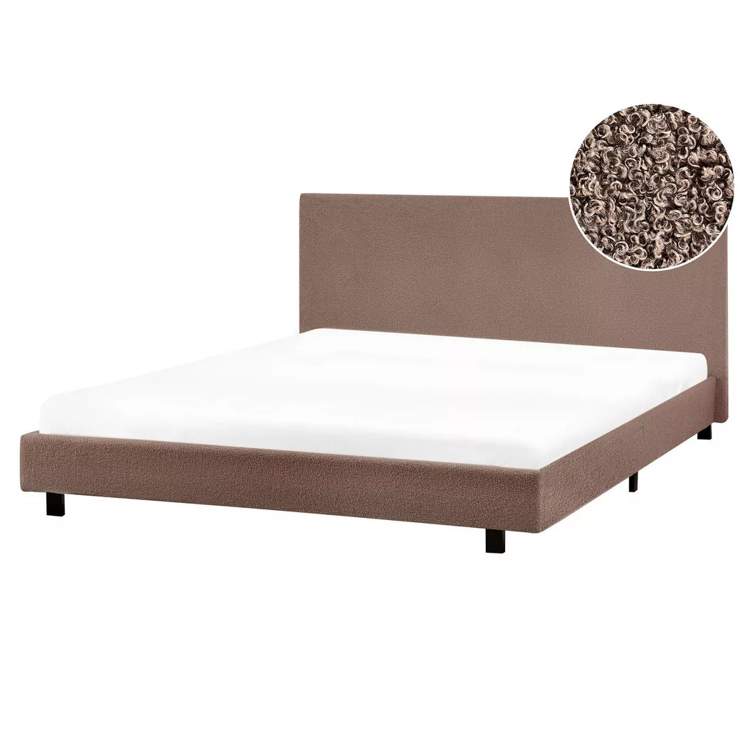 Beliani - Wasserbett aus Bouclé  ALBI, Braun Bunt