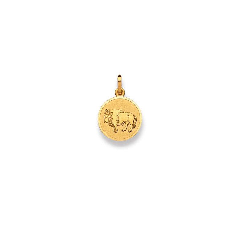 MUAU Schmuck  Anhänger Sternzeichen Stier Gelbgold 750, 19x12mm 