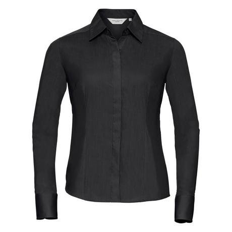 Russell  Collection Popelin Bluse Hemd, Langarm, pflegeleicht, tailliert 