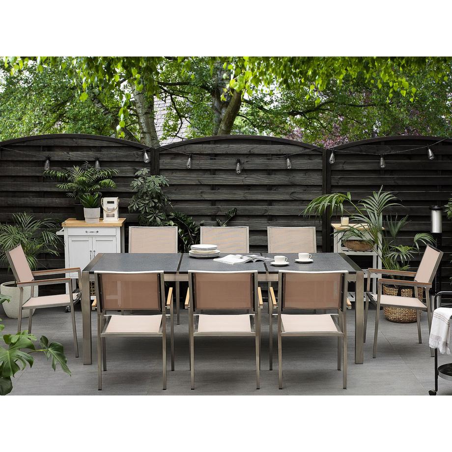 Beliani Garten-Essgruppe für 8 Personen aus Granit Industriell GROSSETO  