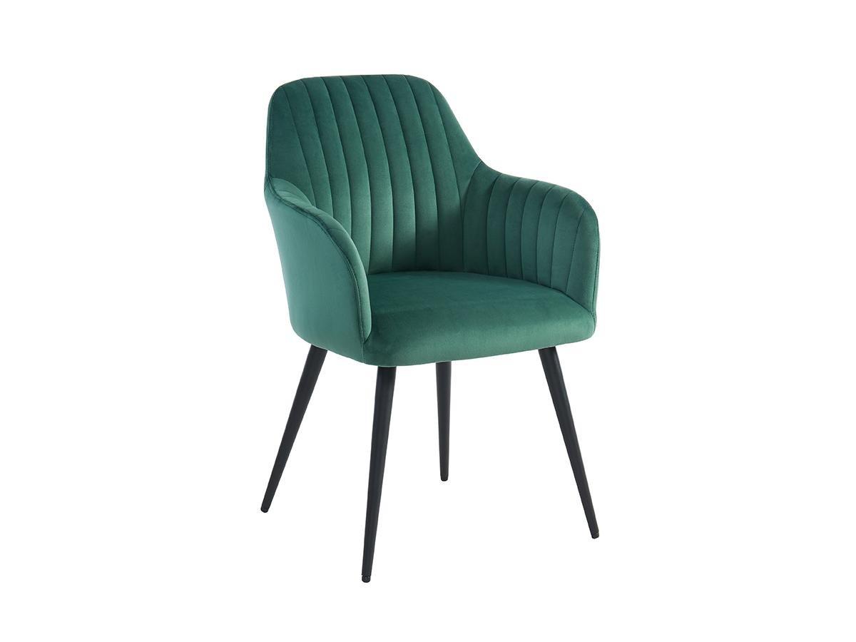 Vente-unique Sedia con braccioli in Velluto Verde e Metallo Nero - Lotto di 6 - ELEANA  