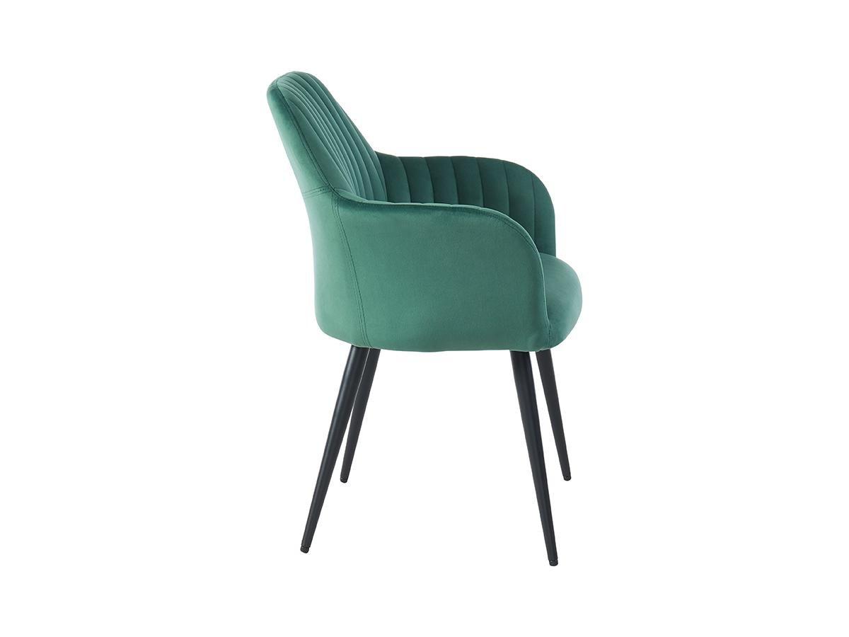 Vente-unique Sedia con braccioli in Velluto Verde e Metallo Nero - Lotto di 6 - ELEANA  