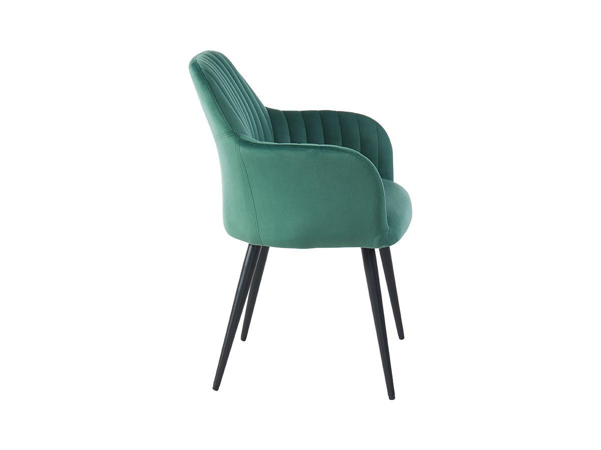 Vente-unique Sedia con braccioli in Velluto Verde e Metallo Nero - Lotto di 6 - ELEANA  