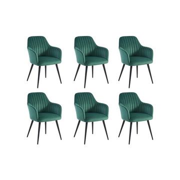 Sedia con braccioli in Velluto Verde e Metallo Nero - Lotto di 6 - ELEANA