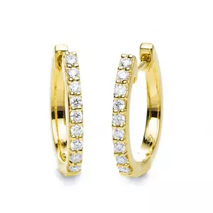 Boucles d'oreilles cerceau or jaune 750/18K diamant 0,15ct.