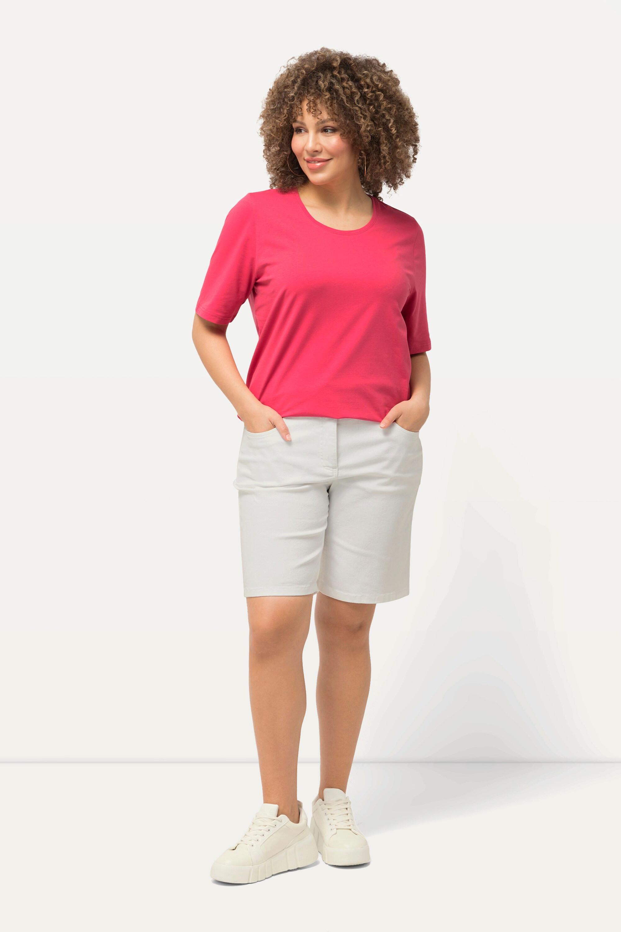 Ulla Popken  Bermuda en jean Mandy, coupe 5 poches et taille confortable 