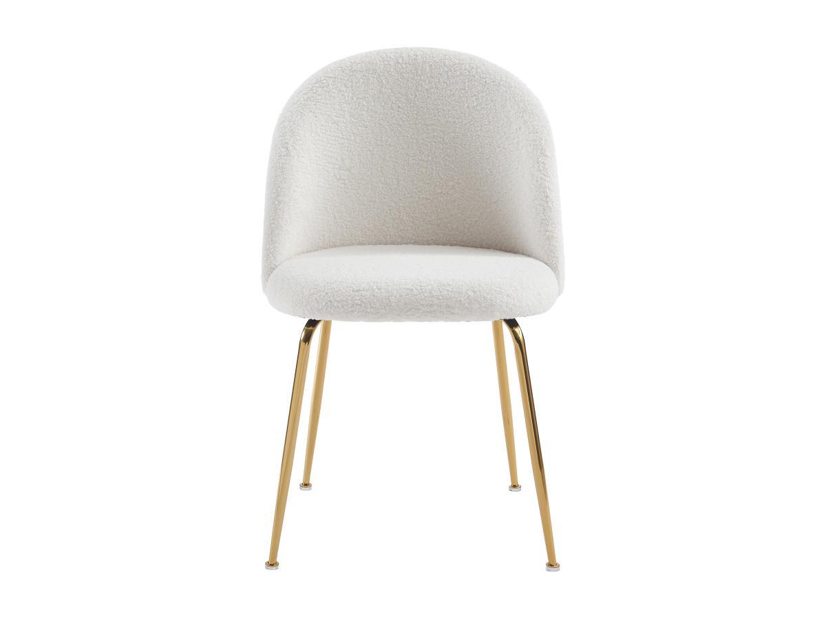 Vente-unique Lot de 2 chaises - Tissu bouclette et métal doré - Blanc - MELBOURNE  