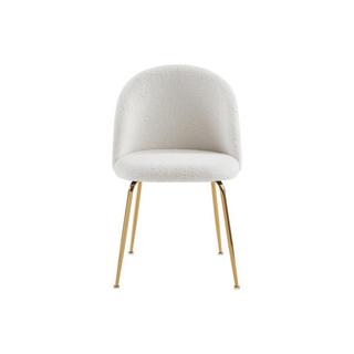 Vente-unique Lot de 2 chaises - Tissu bouclette et métal doré - Blanc - MELBOURNE  