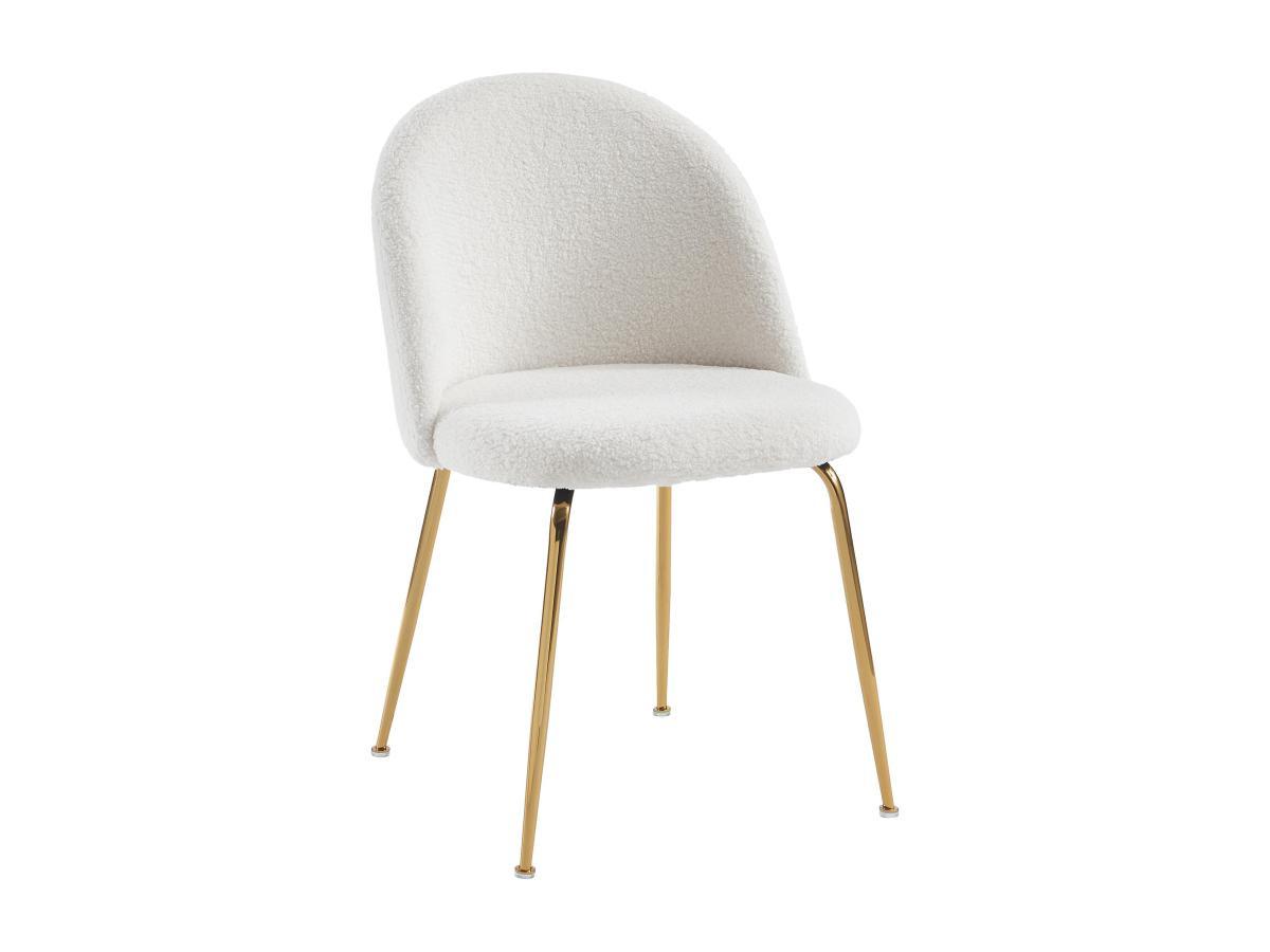 Vente-unique Lot de 2 chaises - Tissu bouclette et métal doré - Blanc - MELBOURNE  