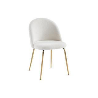 Vente-unique Lot de 2 chaises - Tissu bouclette et métal doré - Blanc - MELBOURNE  