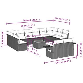 VidaXL set divano da giardino Polirattan  