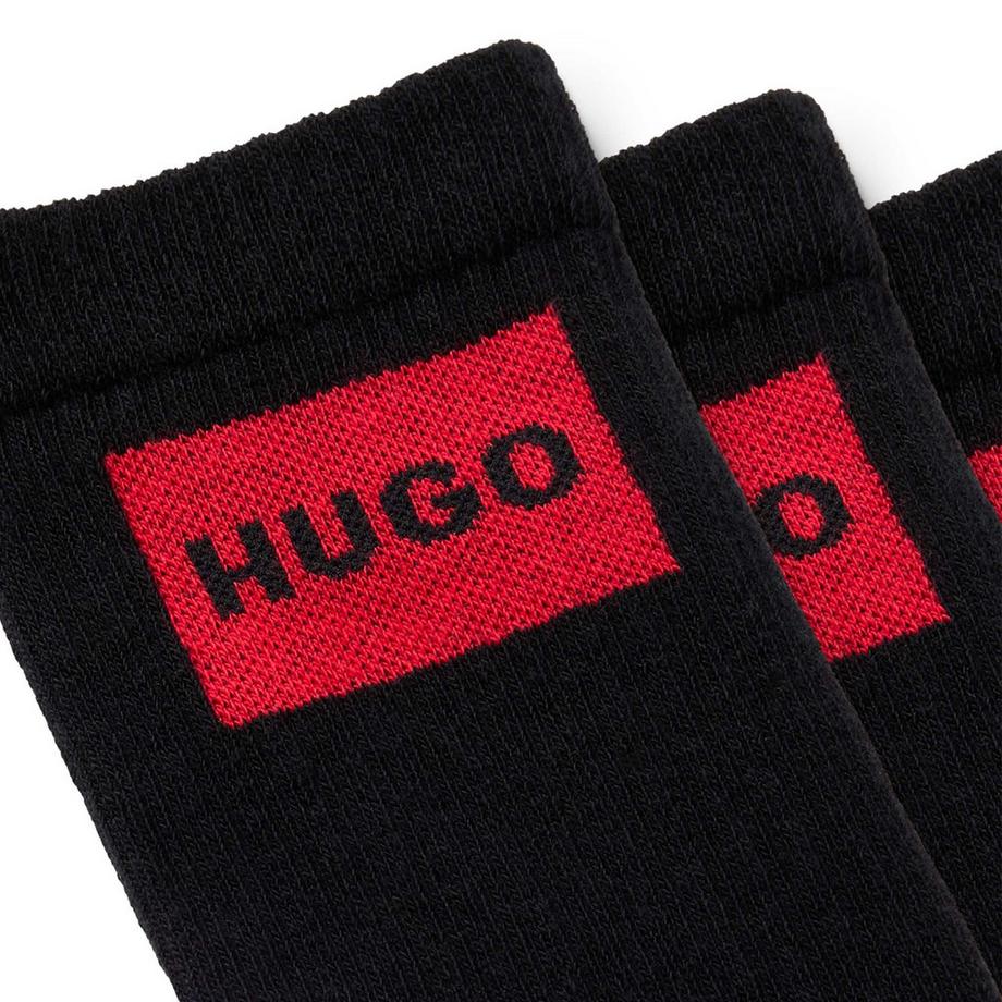 HUGO Lot de 3 Chaussettes Crew Rib Label  