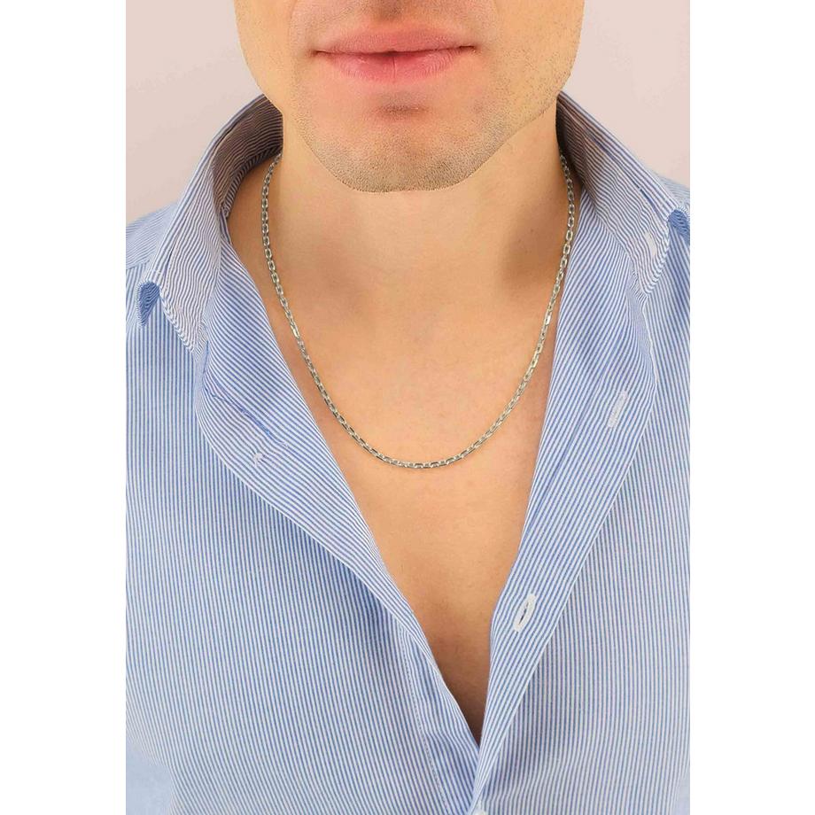 MUAU Schmuck  Collier forçat or blanc 750, 2.9mm, 42cm 