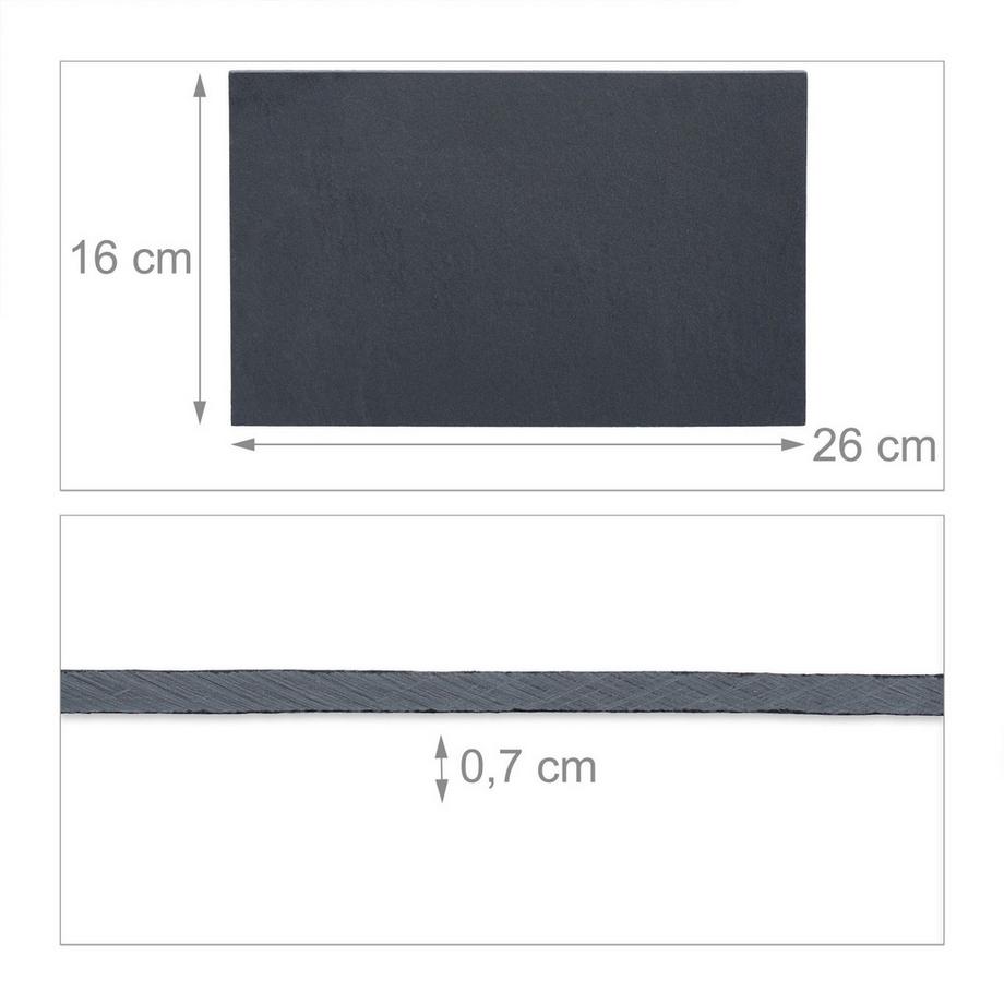 B2X  Assiettes rectangulaires en ardoise, lot de 6 