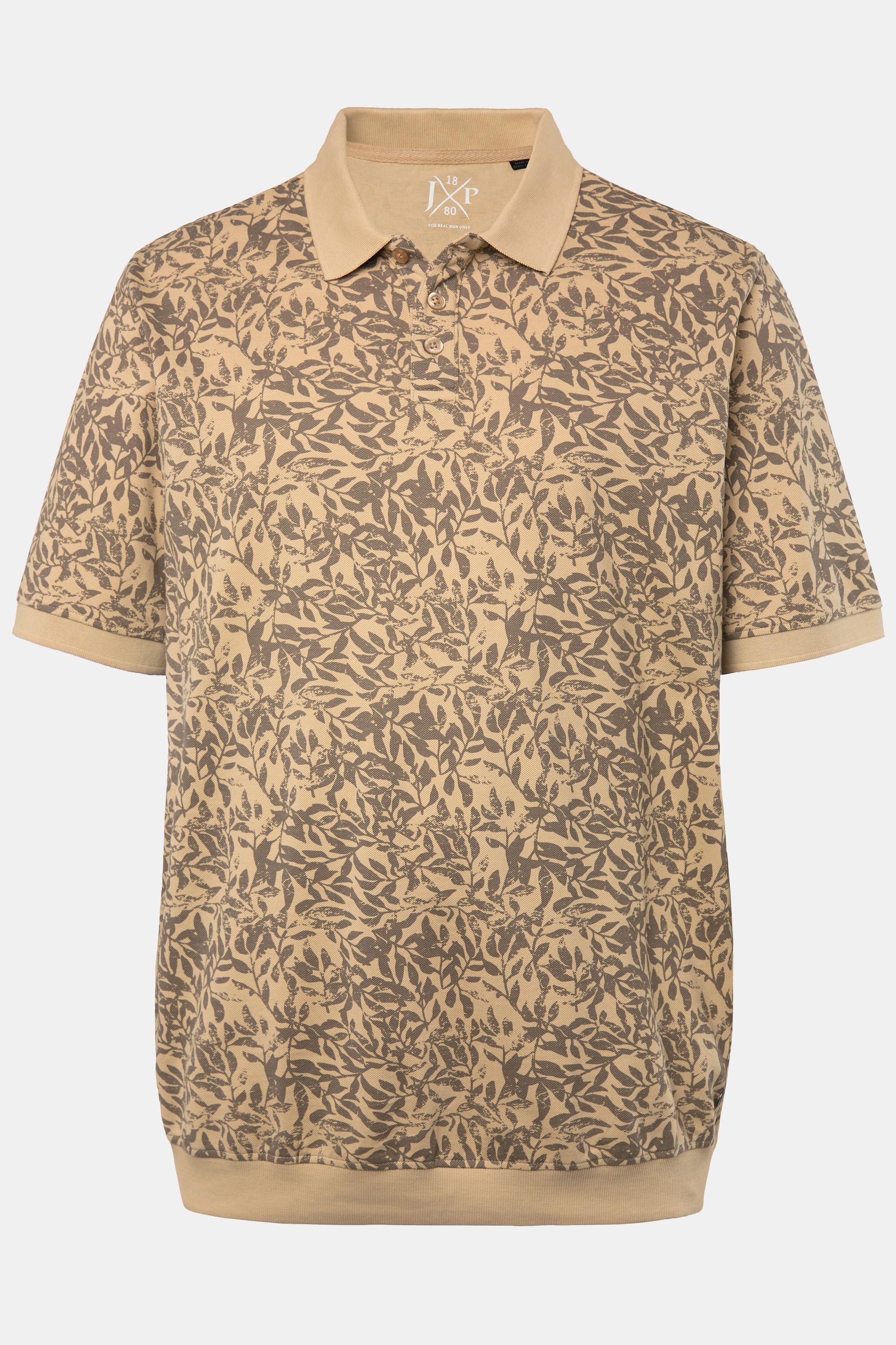 JP1880  Poloshirt, Bauchfit, Piqué, floraler Print 