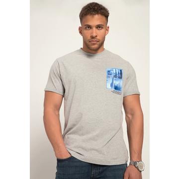 T-shirt STHUGE con stampa, scollo a girocollo e mezze maniche grigio mélange