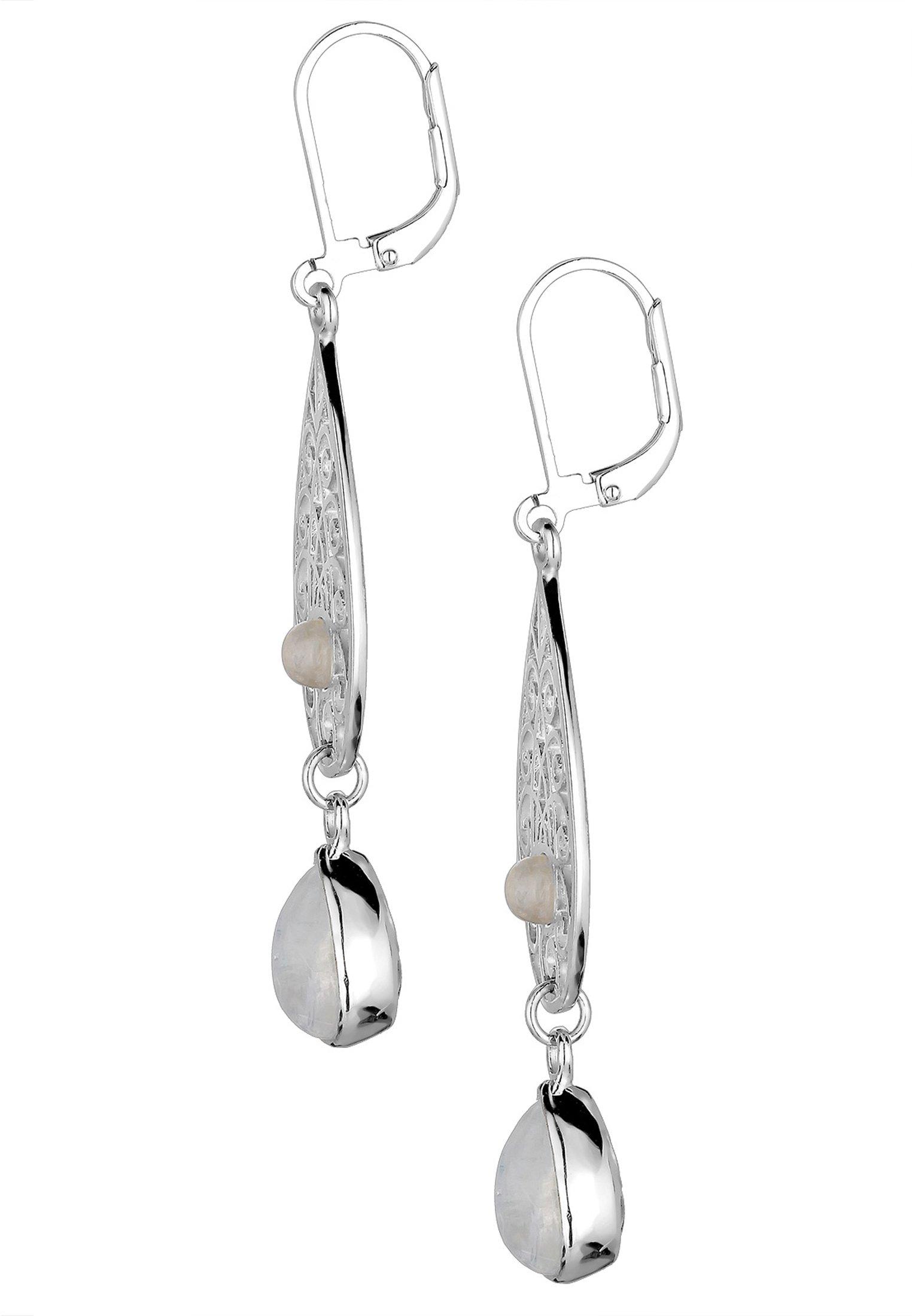 Elli  Boucles d'Oreilles Ornement Oriental Goutte Pierre De Lune 