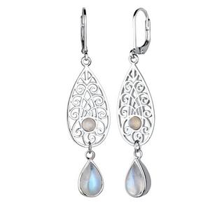 Elli  Boucles d'Oreilles Ornement Oriental Goutte Pierre De Lune 