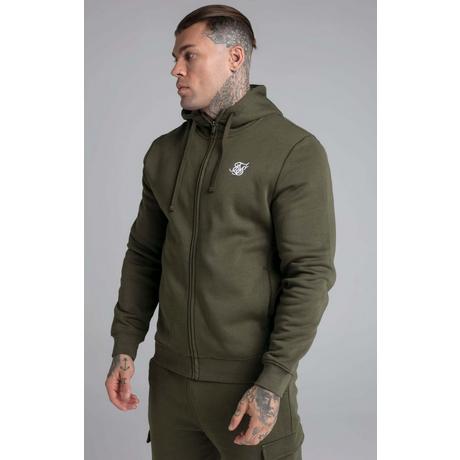 Sik Silk  Kapuzenpullover Khaki Essential Zip Through Funnel Hoodie 