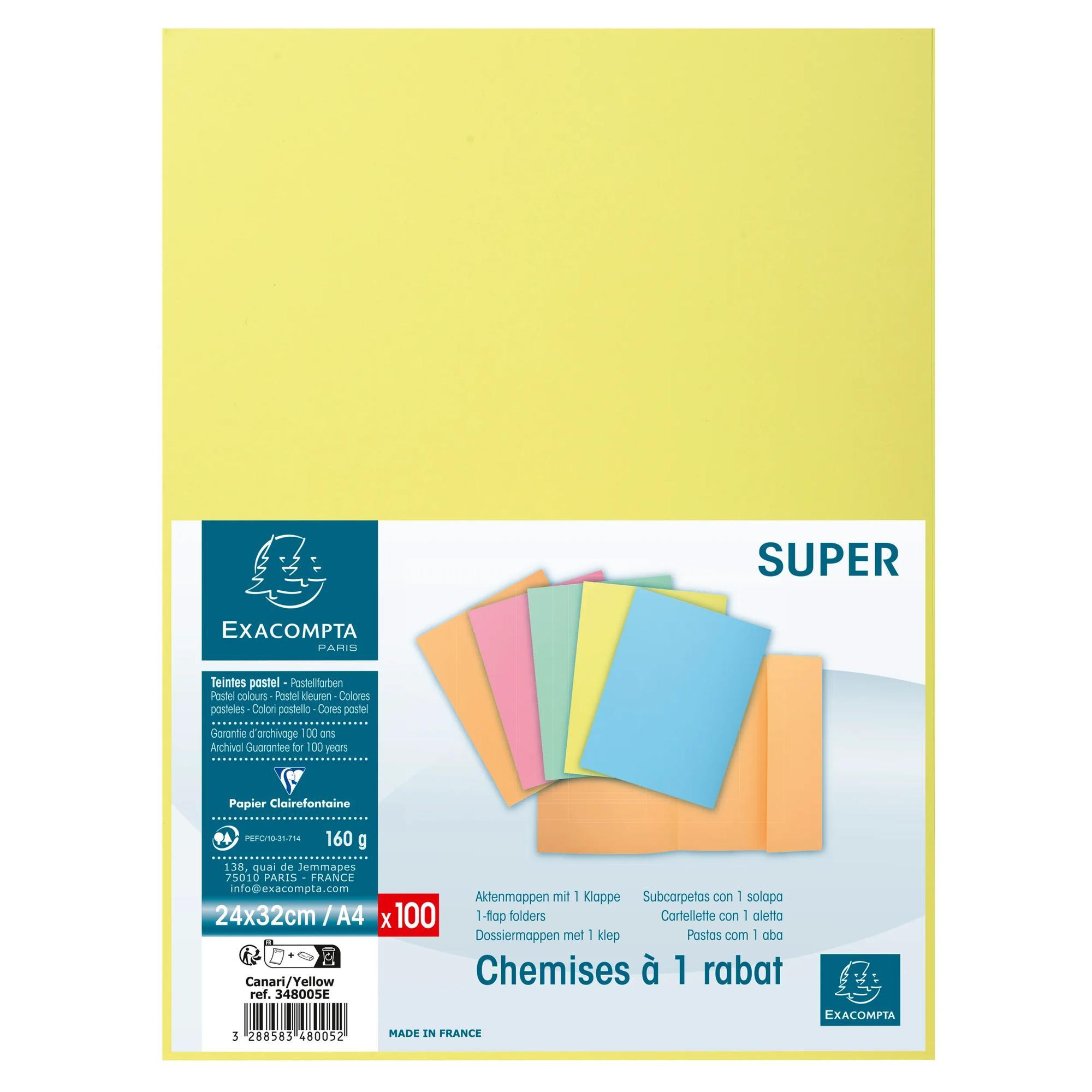 Exacompta Confezione da 100 cartelle 1 aletta SUPER 160 - 24x32cm - x 5  