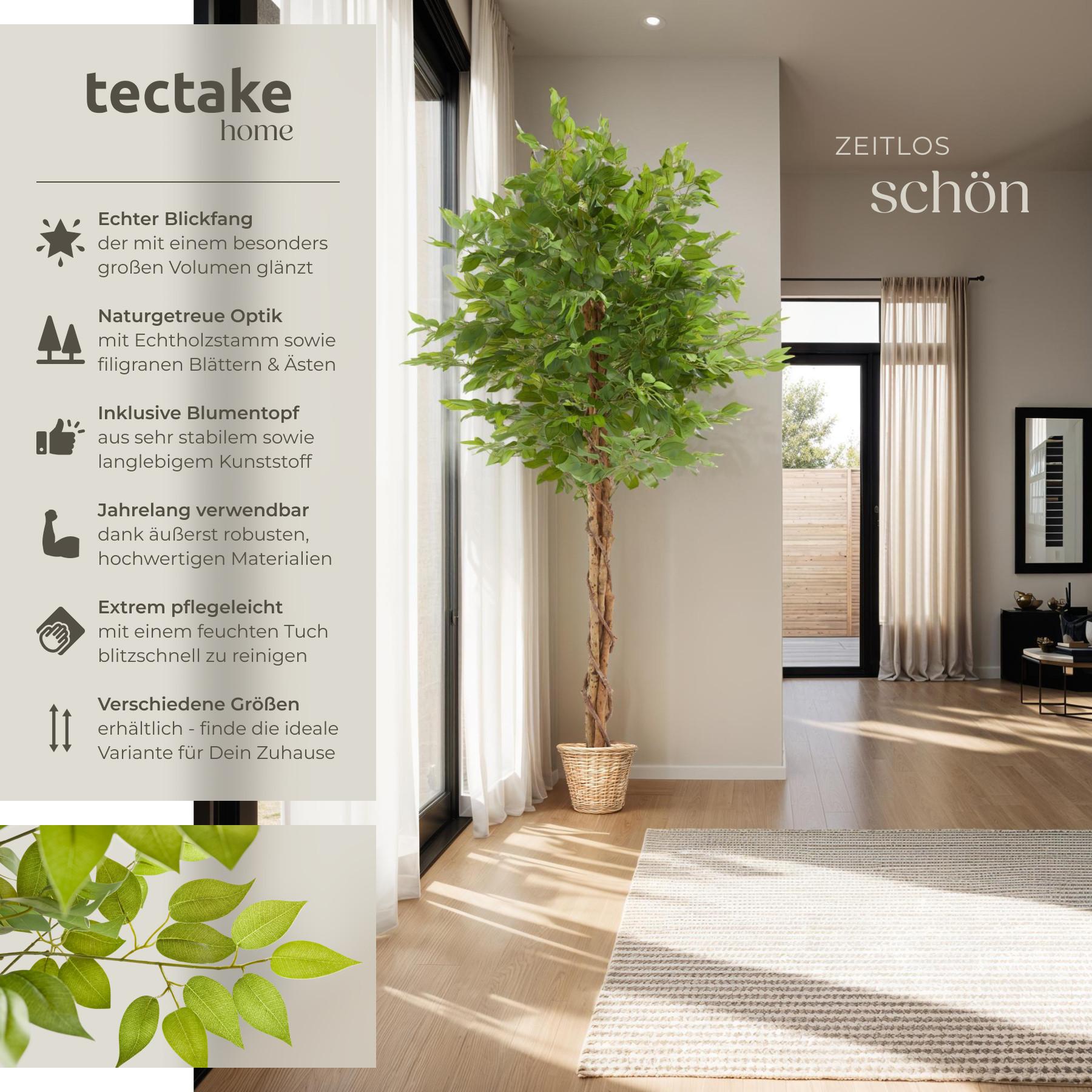 Tectake Albero di Ficus artificiale Fida, texture realistica  