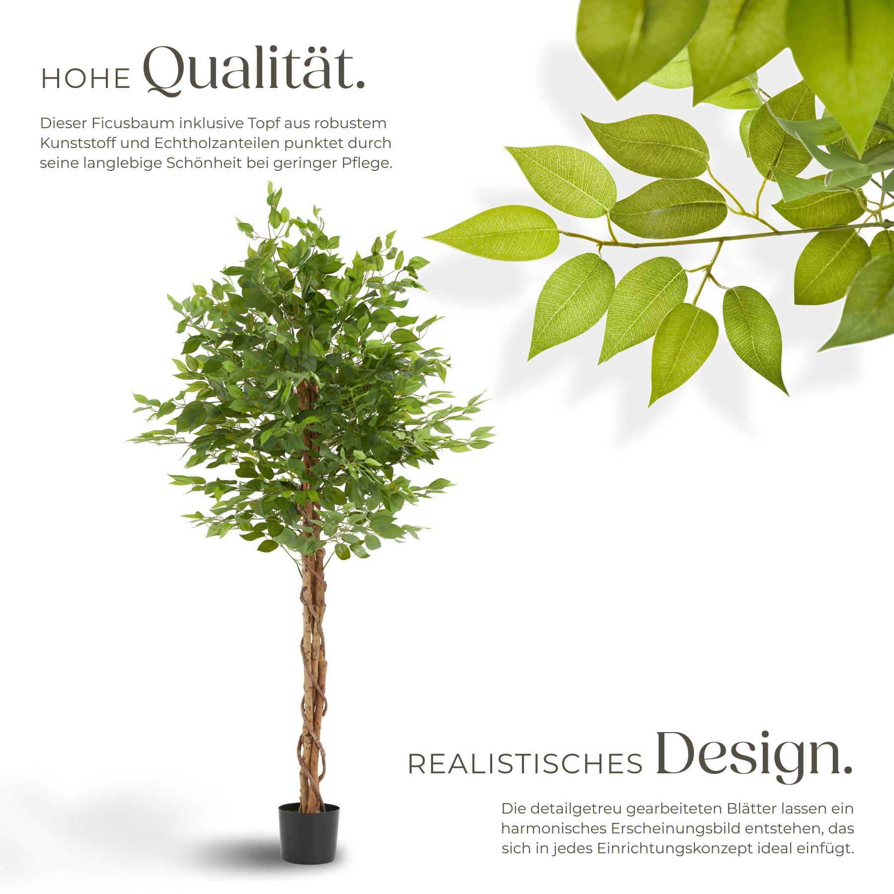 Tectake Albero di Ficus artificiale Fida, texture realistica  