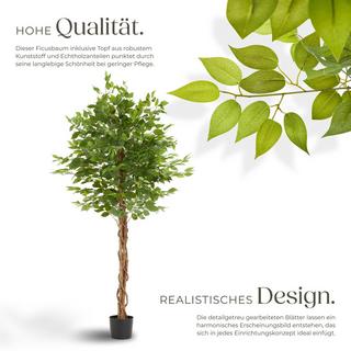 Tectake Albero di Ficus artificiale Fida, texture realistica  