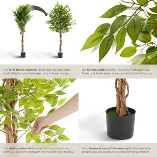 Tectake Albero di Ficus artificiale Fida, texture realistica  