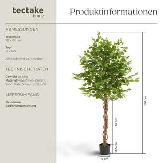 Tectake Künstlicher Ficusbaum Fida, realistische Textur  