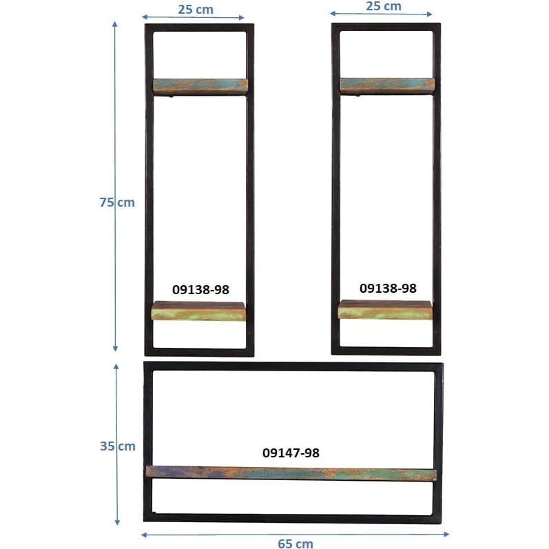 mutoni Mensola a muro River colorato 65x25x115 (3 pezzi)  